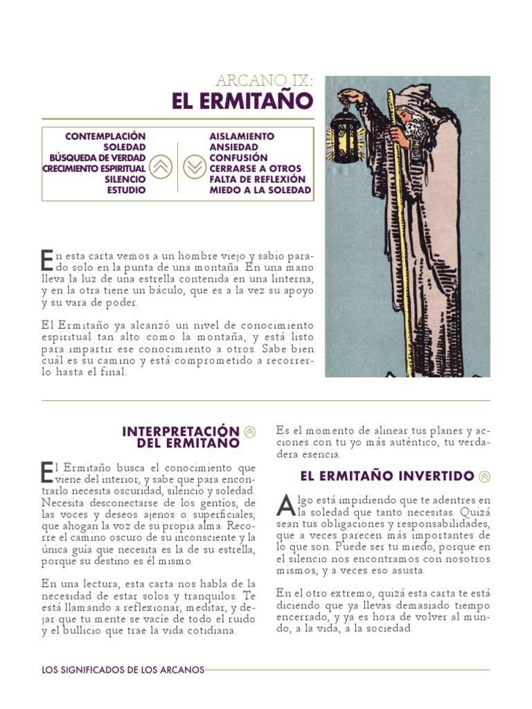 Significado del Ermitaño en Tarot | PDF | Soledad | Ermitaño