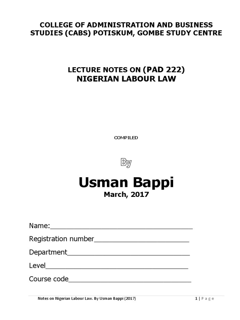 nigerian labour law on termination of employment pdf