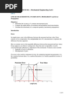 EMCH 361 - Mechanical Engineering Lab I: Linear Measurements, Uncertainty, Probability and Error Propagation Objectives