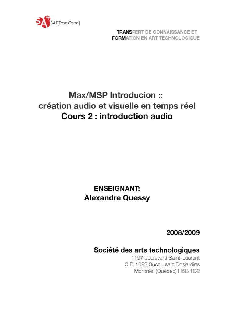 Introduction à Max/MSP pour étudiants | PDF | Décibel | Gamme musicale