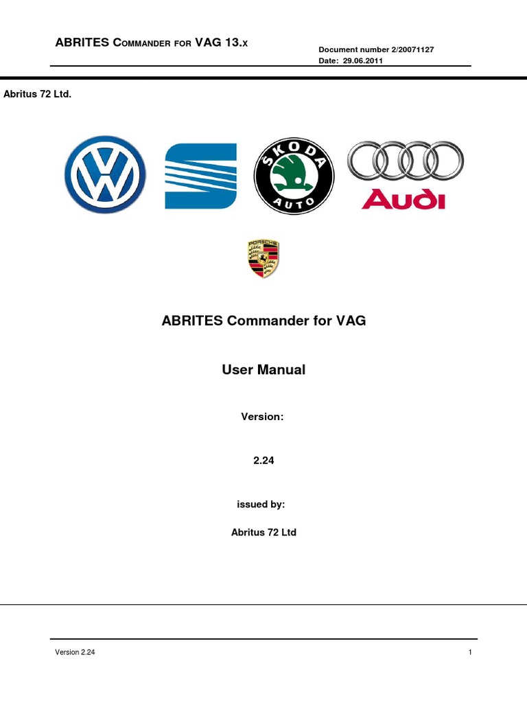 ABRITES Commander for VAG User Manual | PDF | Volkswagen | Audi
