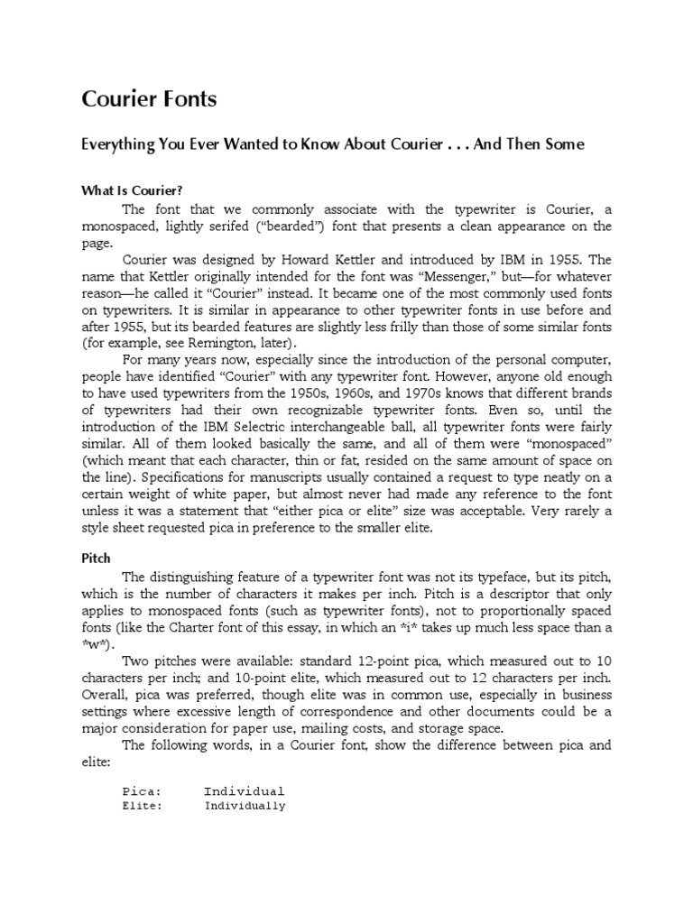 Understanding Courier Typeface History | PDF | Typefaces | Typography