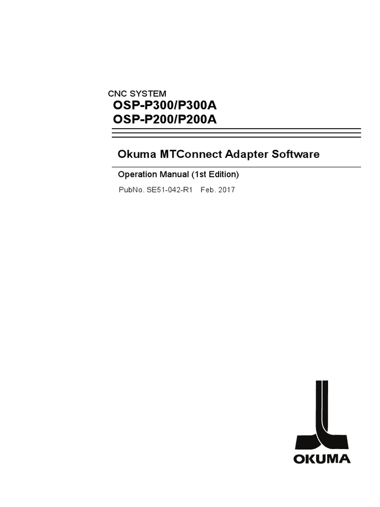 OspP300/P300A OspP200/P200A Okuma Mtconnect Adapter Software PDF