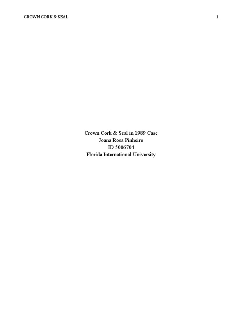 Crown Cork Seal Solution PDF Mergers And Acquisitions Bottle