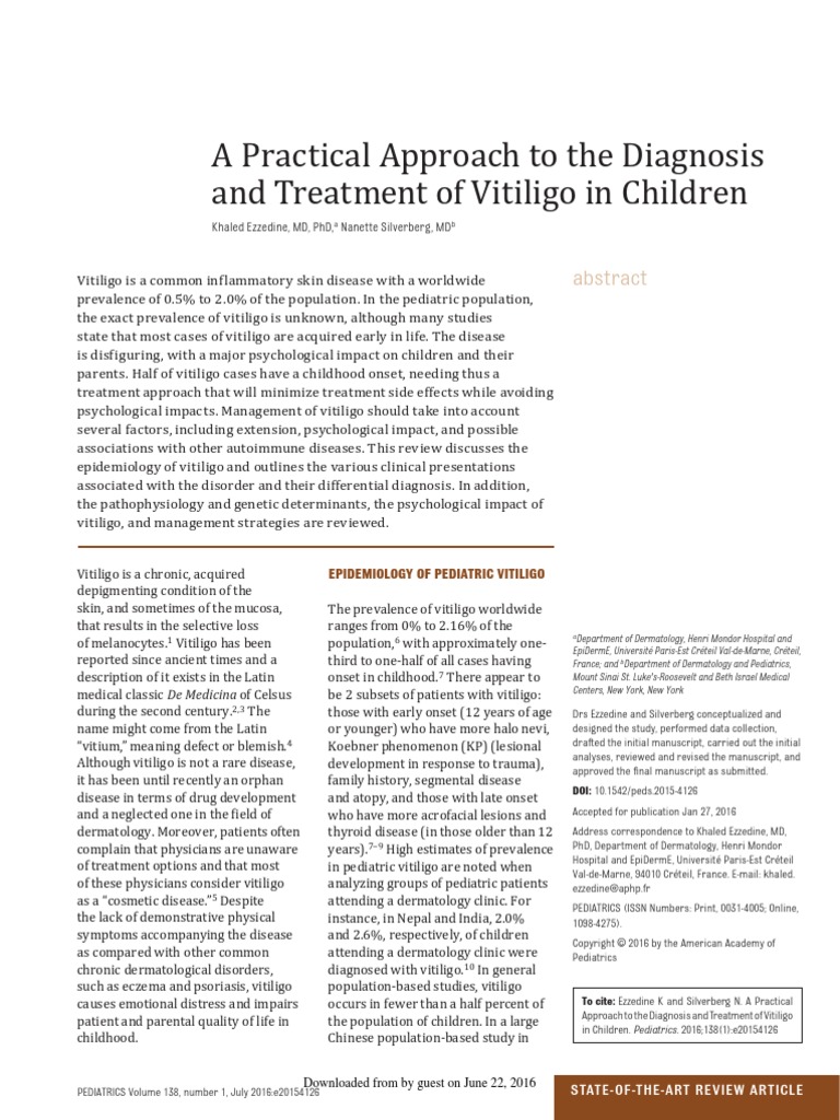 A Practical Approach To The Diagnosis and Treatment of Vitiligo in ...