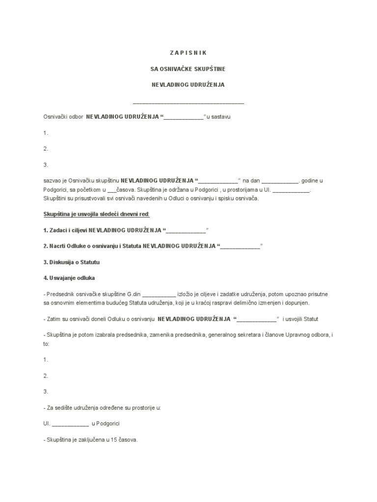 Zapisnik Sa Osnivacke Skupstine | PDF
