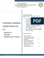 Teaching Common Competencies in ICT: Applied Productivity Tools