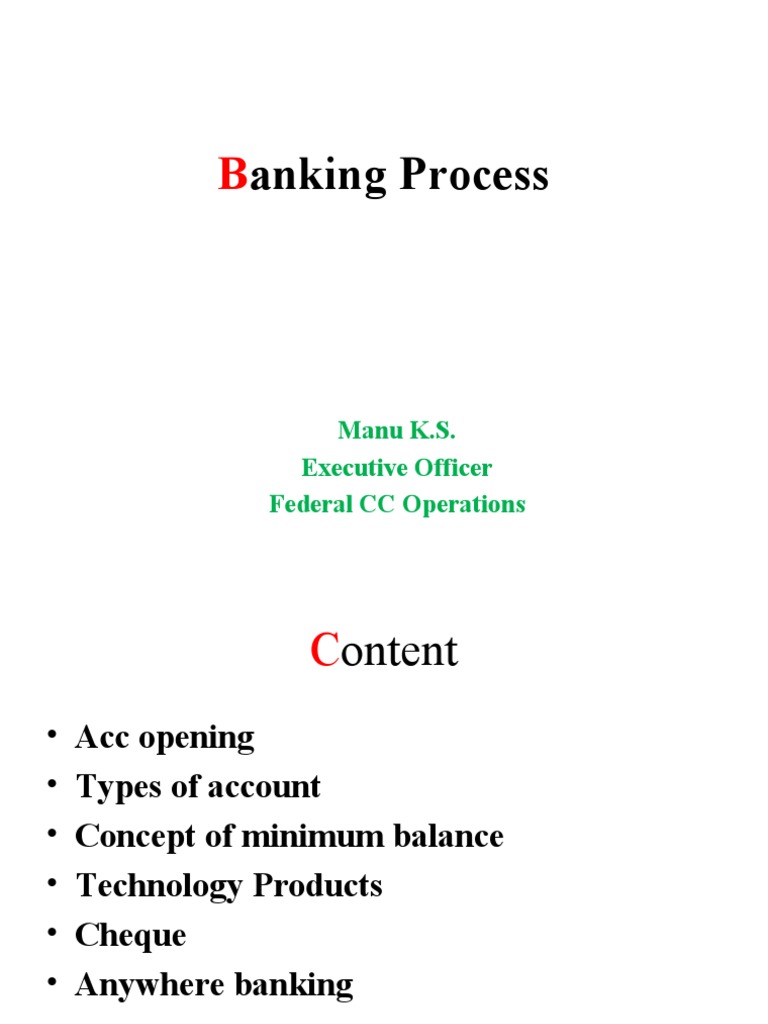 Anking Process: Manu K.S. Executive Officer Federal CC Operations | PDF