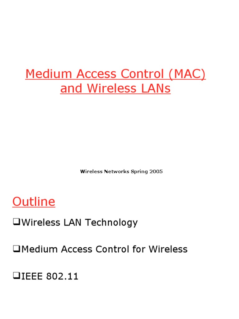Medium Access Control (Mac) and Wireless Lans | PDF | Channel Access ...