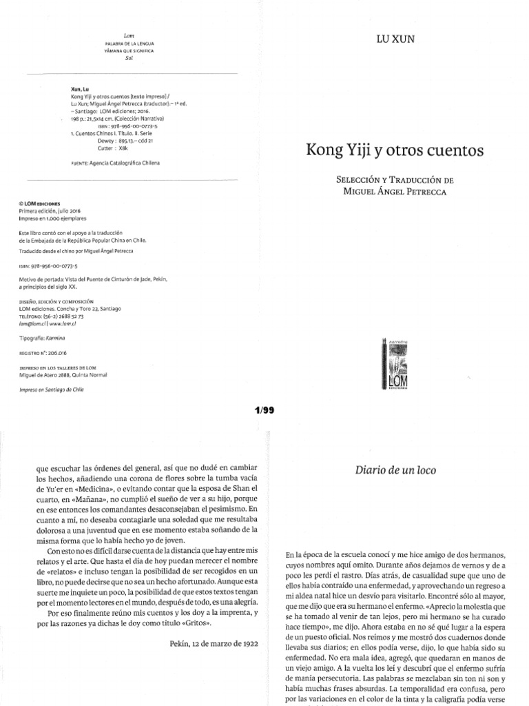 LU XUN Diario de Un Loco - en Kong Yiji y Otros Cuentos PDF | PDF