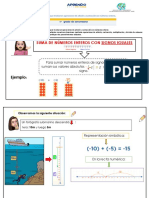 1ero Secun - Resuelve Situaciones de La Vida Cotidiana Que Involucran Operaciones de Adición y Sustracción Con Números Enteros. PDF