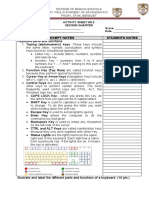 Subject: Computer 7 Concept Notes Students Notes: Keyboard Parts and Functions