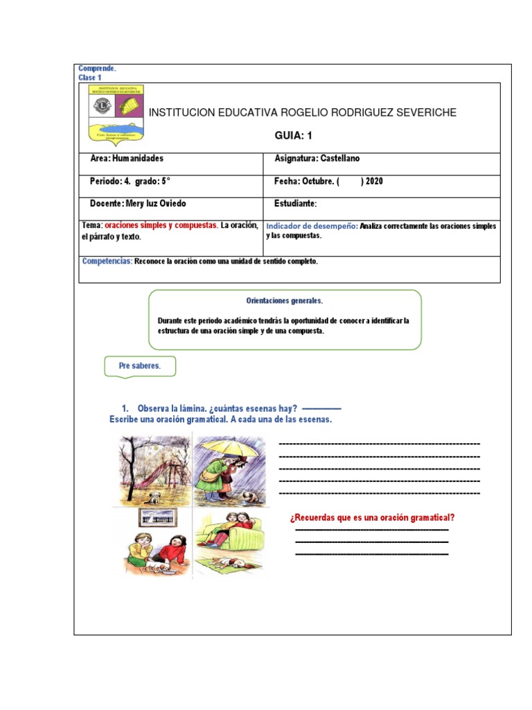 Ficha De Oraciones Simples Y Compuestas 100 Ejemplos De Oraciones
