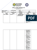 Weekly Home Learning Plan: Day and Time Learning Area Learning Competency Learning Tasks Mode of Delivery