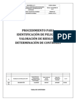 GR006 PROCEDIMIENTO PARA LA IDENTIFICACIÓN DE PELIGROS, VALORACIÓN DE RIESGOS Y DETERMINACIÒN DE CONTROLES.docx