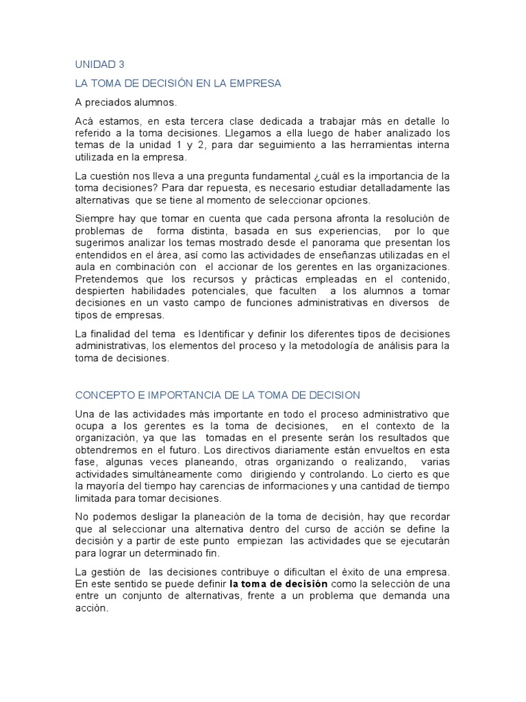 Tipos y Proceso de Toma de Decisiones | PDF | Toma de decisiones ...