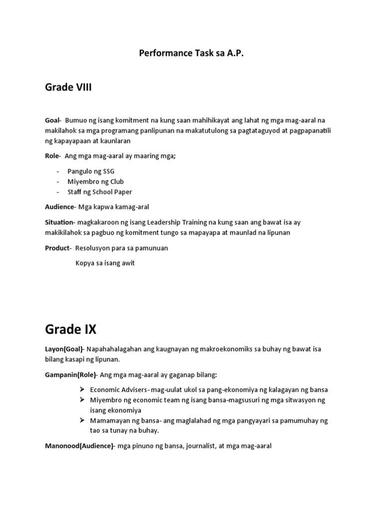 Performance Task in Social Science | PDF