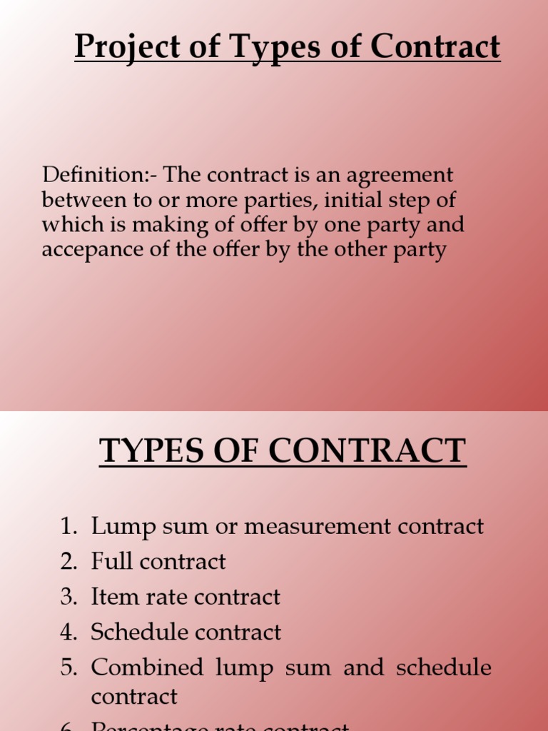 Types of Contract by Ashish PDF Specification (Technical Standard) Business
