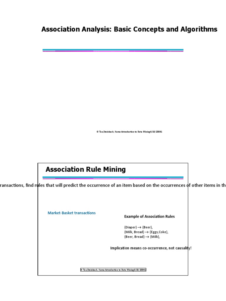 Association Analysis: Basic Concepts and Algorithms: Market-Basket ...