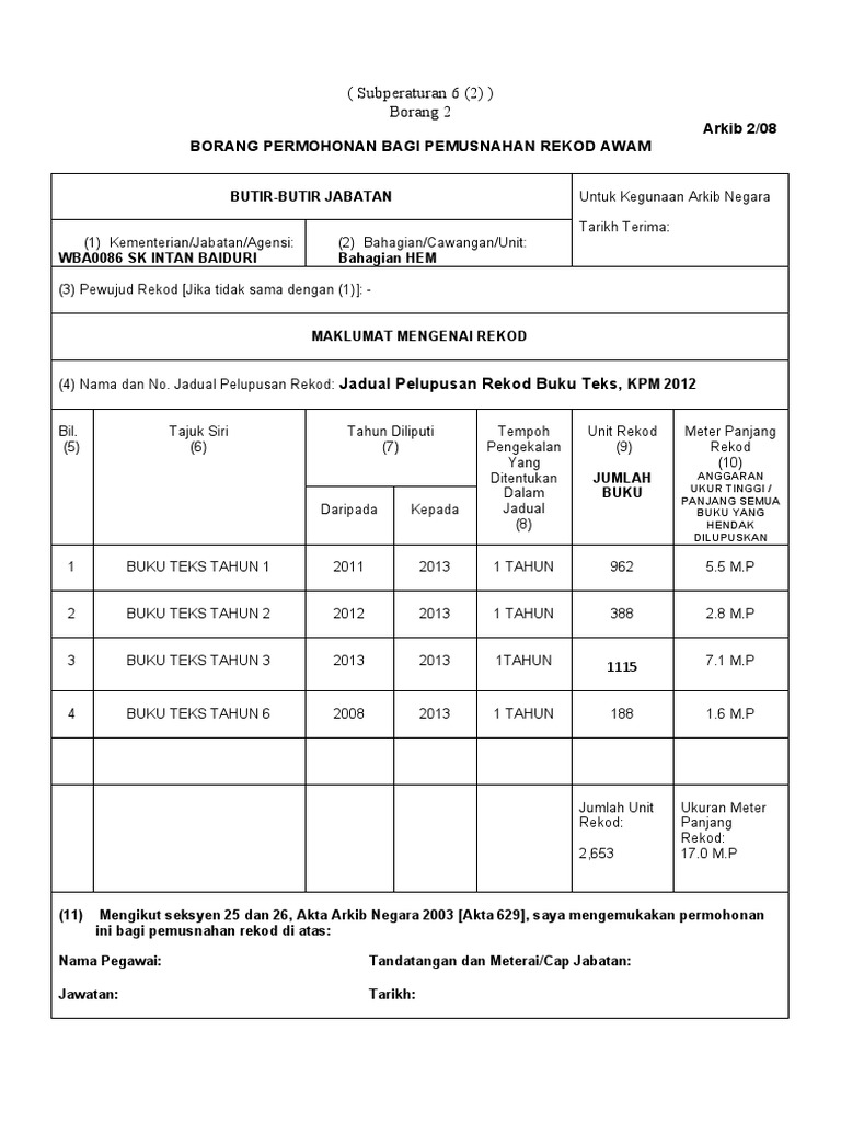 Borang lupus arkib pdf
