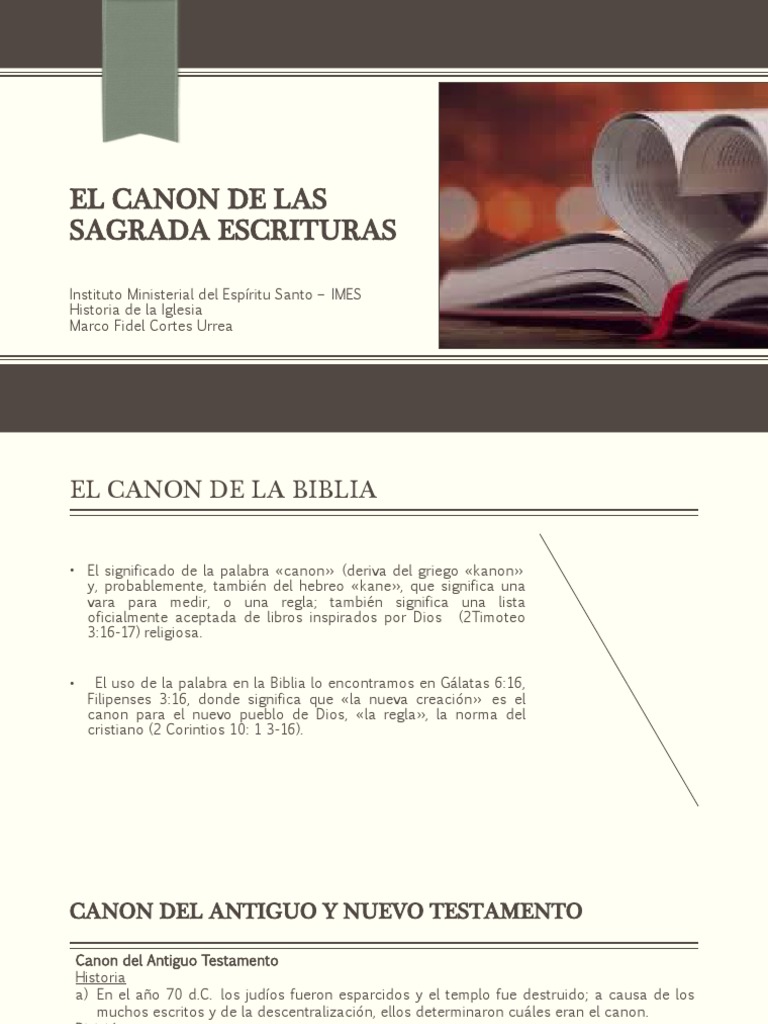 El Canon De Las Sagrada Escrituras Canon Biblico Biblia