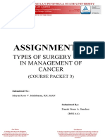 Assignment 01: Types of Surgery Used in Management of Cancer