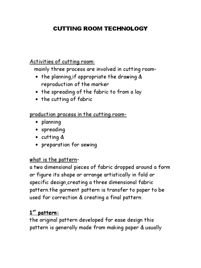 Cutting Room Technology Overview | PDF