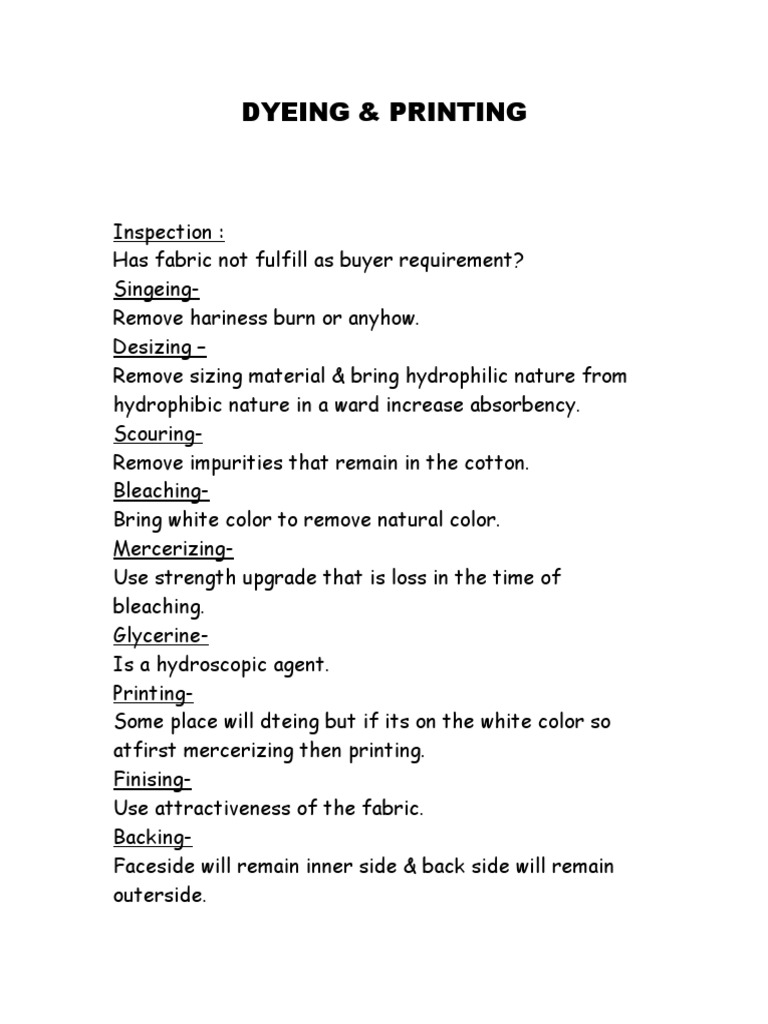 Dyeing Printing Pdf Dye Dyeing