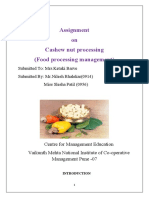 Assignment On Cashew Nut Processing (Food Processing Management)