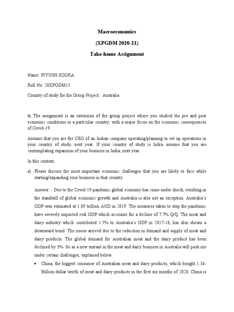 Macroeconomics (XPGDM 2020-21) Take-Home Assignment | PDF | Supply Side ...