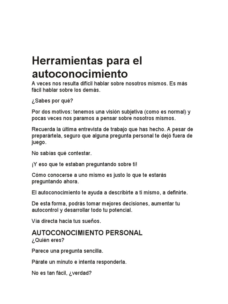 Herramientas para el Autoconocimiento | PDF | Eneagrama de la ...