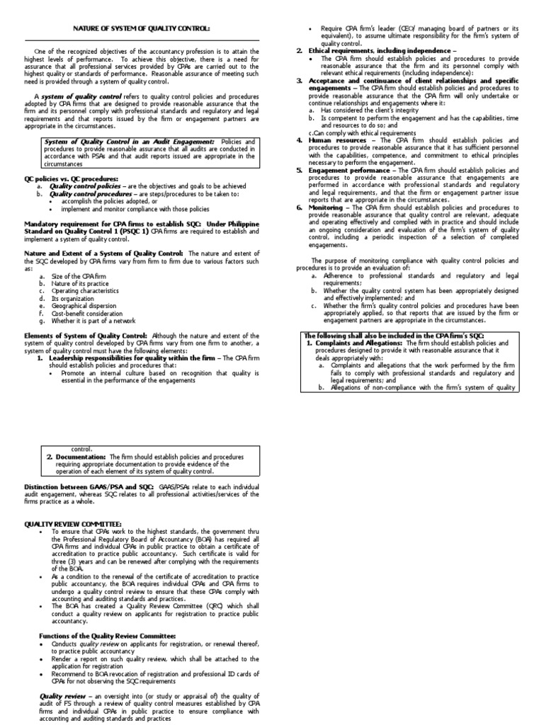 Aicpa System Of Quality Control