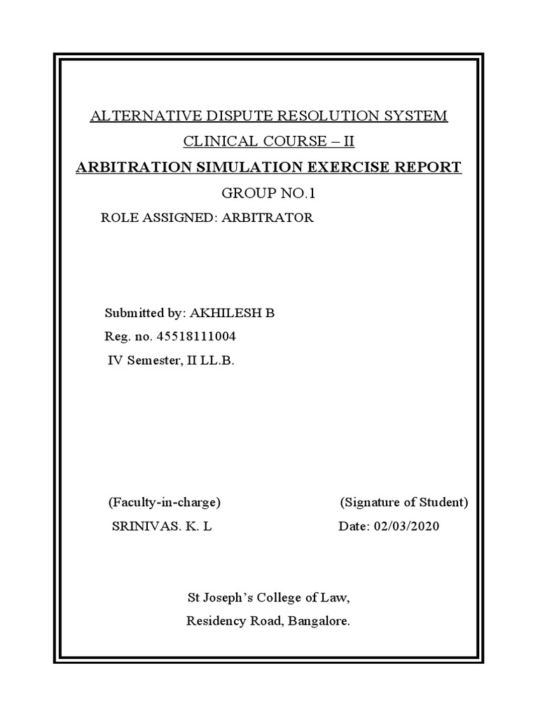 Arbitration Report | PDF | Social Science | Law