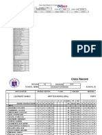 Input Data Sheet For E-Class Record: Region Division School Name School Id School Year