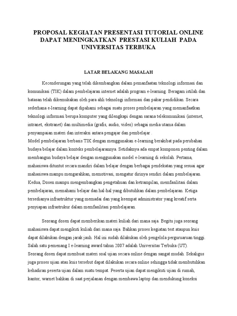 Proposal Tuton UT | PDF | Bisnis