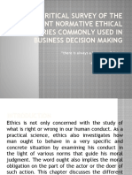 A Critical Survey of The Different Normative Ethical Theories Commonly Used in Business Decision Making
