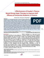 Evaluating The Effectiveness of Snyder's Theory-Based Group Hope Therapy To Improve Self - Efficacy of University Students in Finance