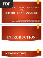 Procedure and Specifications FOR: Seismic Load Analysis