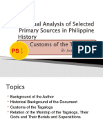Contextual Analysis of Selected Primary Sources in Philippine History