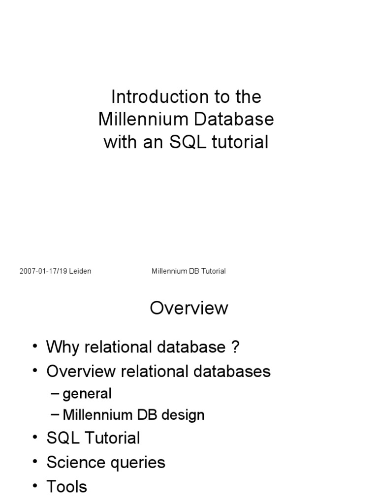 Millennium DB SQL Guide | PDF | Relational Database | Databases