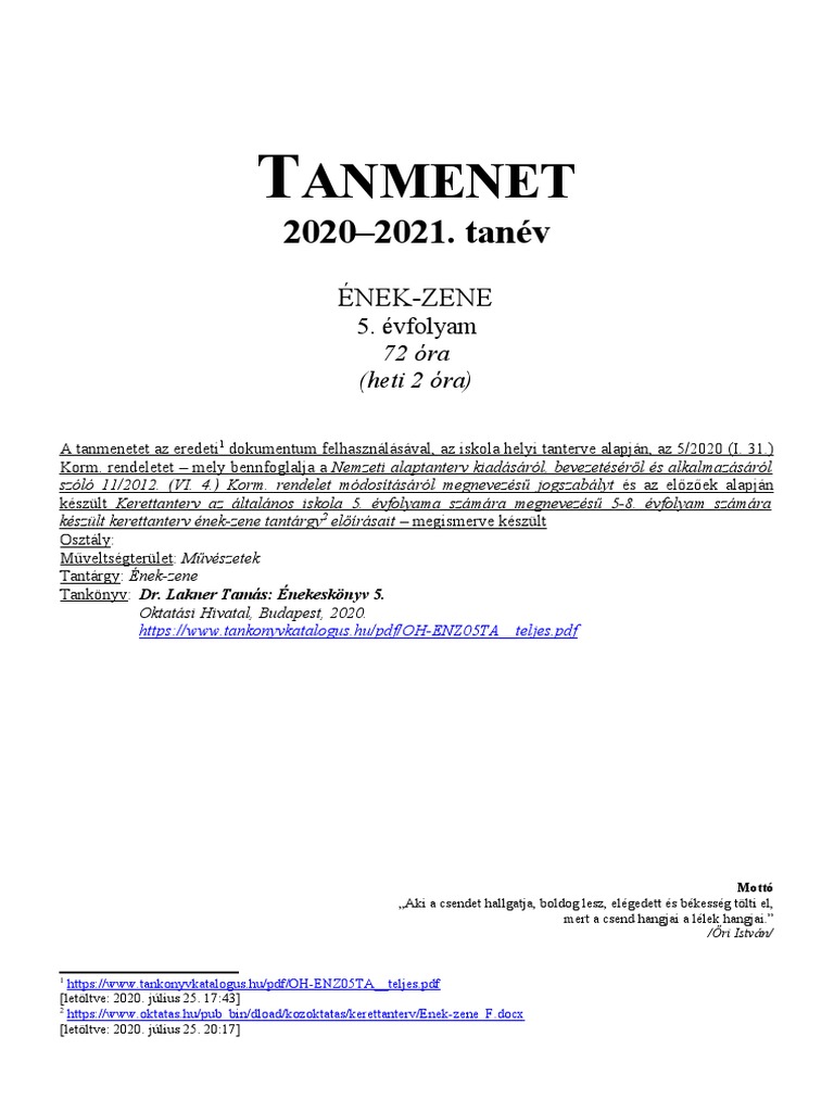 Enek-Zene Tanmenet 5 | PDF