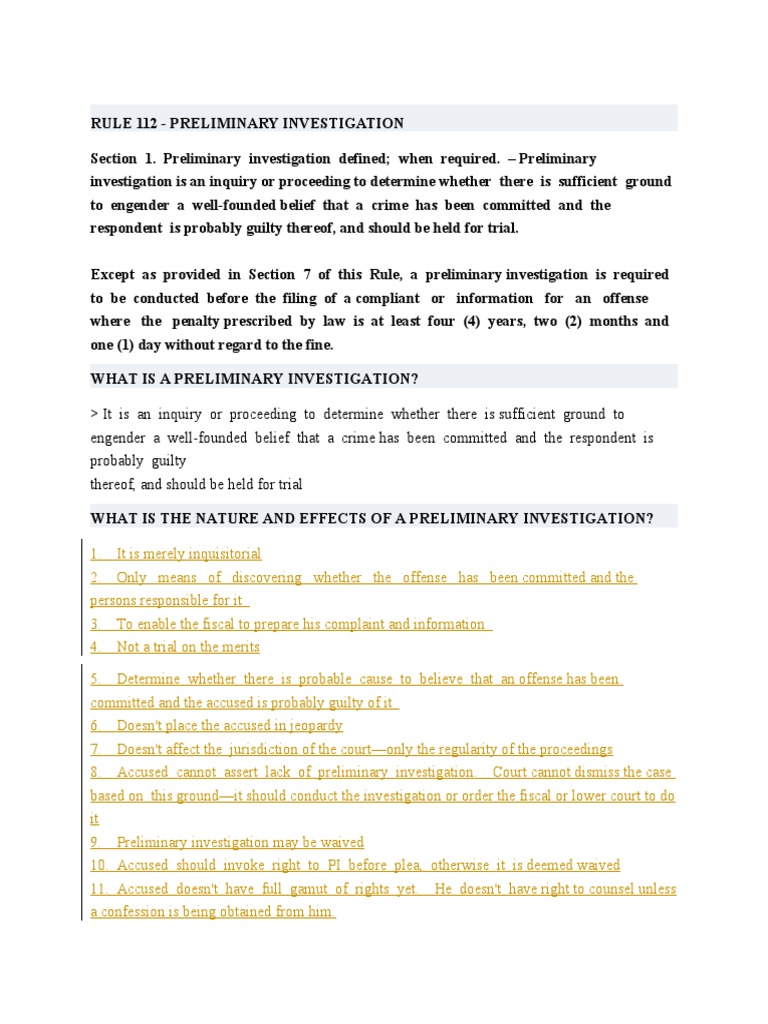 Preliminary Investigation Rules | PDF | Prosecutor | Affidavit