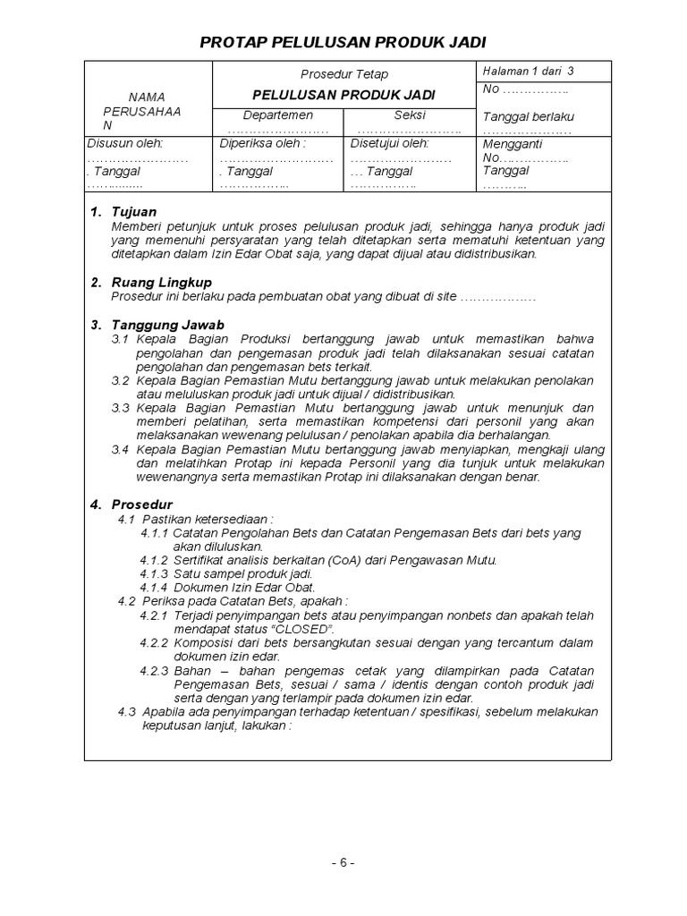 Protap Pelulusan Produk Jadi Obat | PDF | Bisnis | Komputer