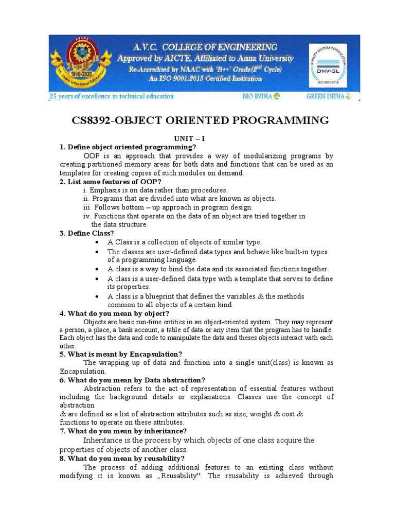 Object Oriented Programming Fundamentals: A Comprehensive Guide to Core ...