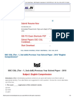 SSC CGL (Tier - 1, 2nd Shift) Previous Year Solved Paper - 2010 - English Comprehesion - SSCPORTAL