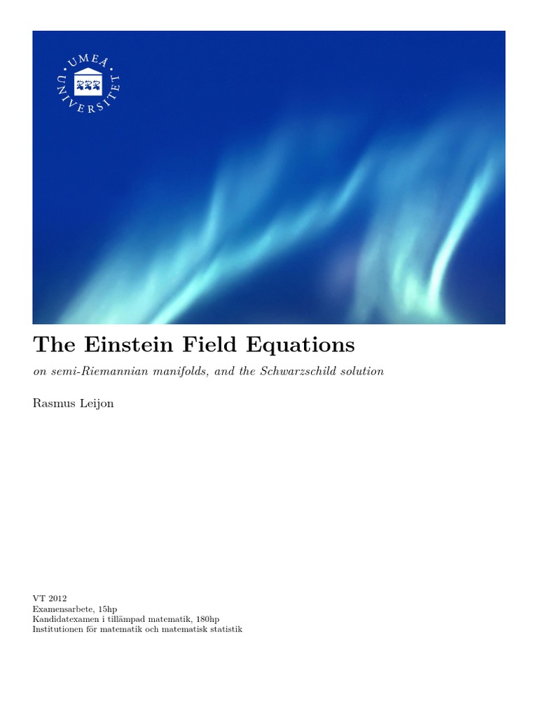 Einstein Field Equations & Schwarzschild Solution | PDF ...
