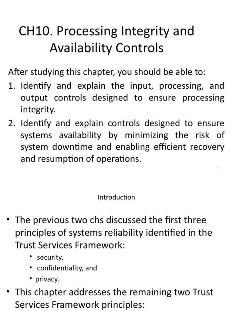 CH10. Processing Integrity and Availability Controls | PDF | Receipt ...