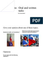 Opinions: Oral and Written Tasks: Test Preparation