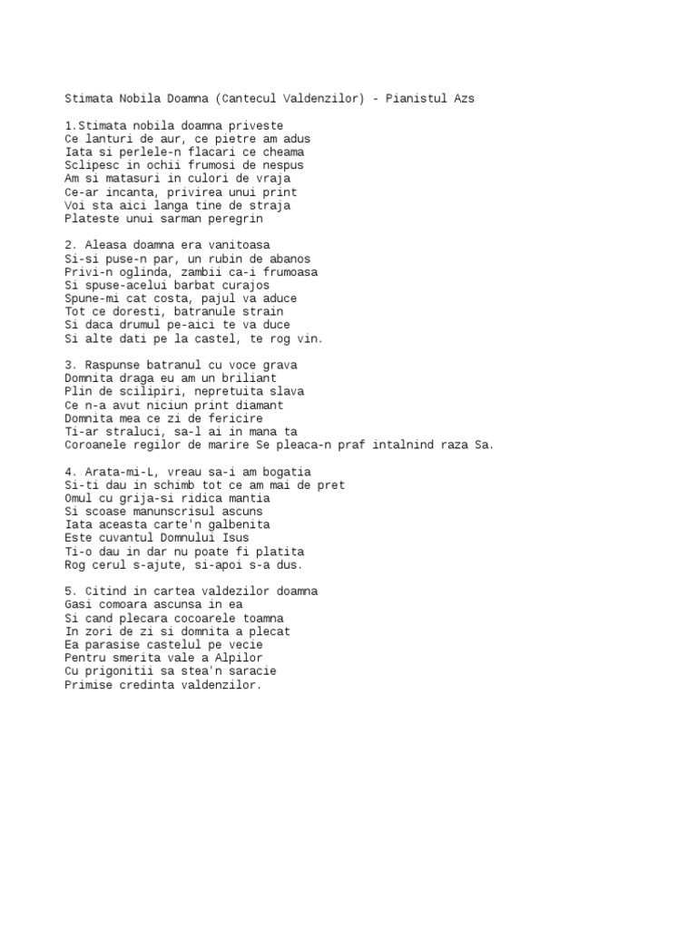 Stimata Nobila Doamna | PDF