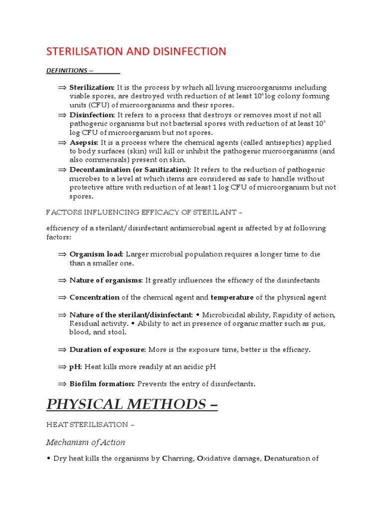 Sterilisation and Disinfection PDF Sterilization (Microbiology